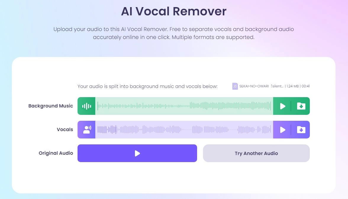 Make Custom Ringtone with Vidnoz AI Vocal Remover