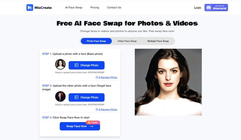 MioCreate - Free AI Face Swap for Photos and Videos