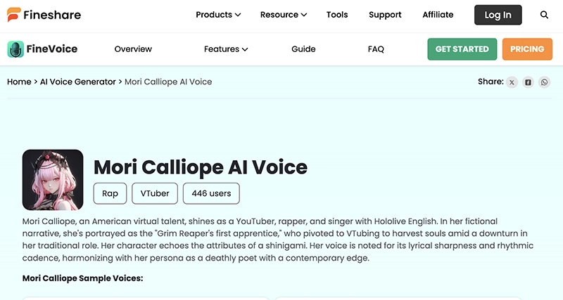 Mori Calliope AI Voice Generator FineShare