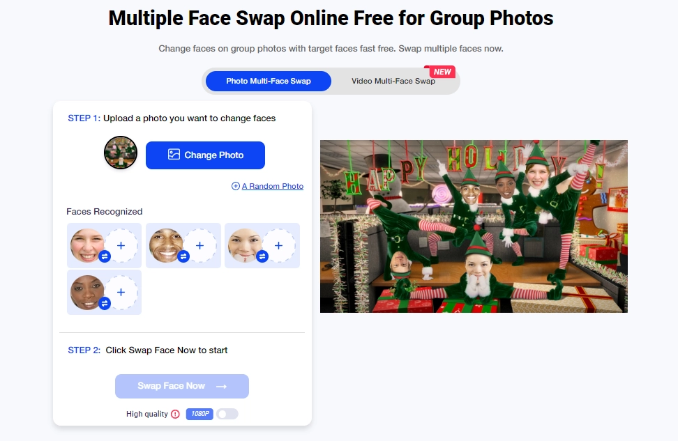 Multiple Dancing Elves Faces Swap