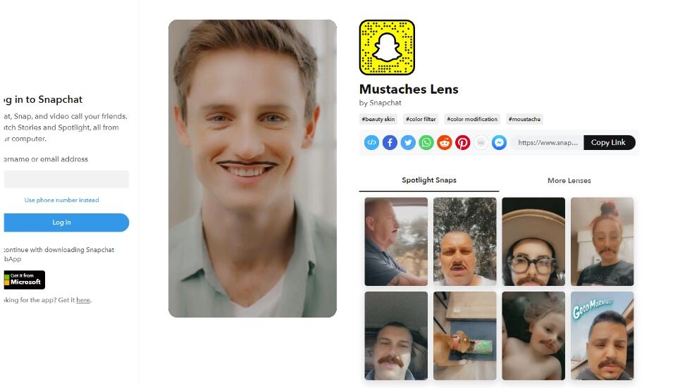 Mustaches Lens by Snapchat