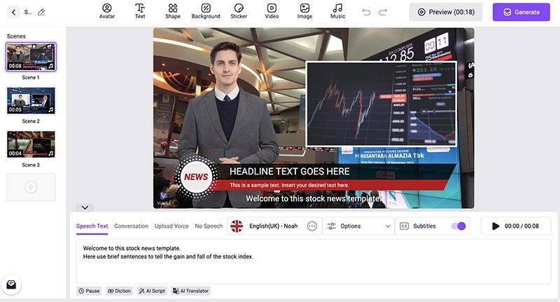 News Broadcast Template Stock Market