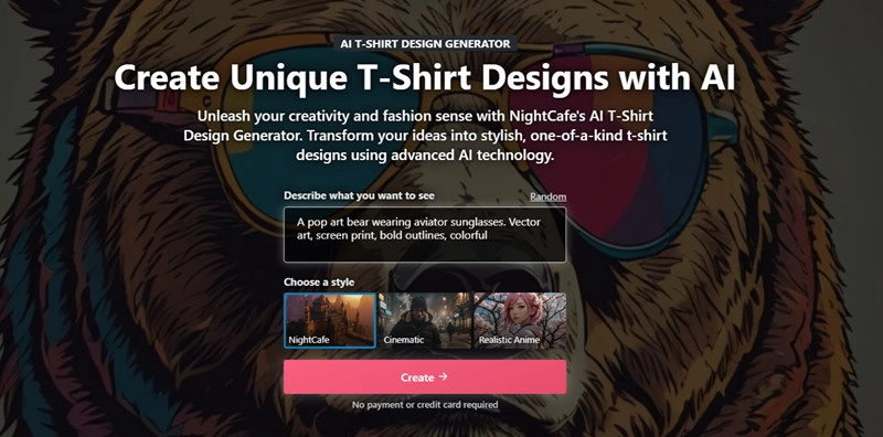 Nightcafe AI T Shirt Design Generator