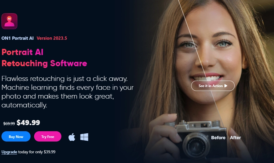 Paid AI Portrait Retouching Software