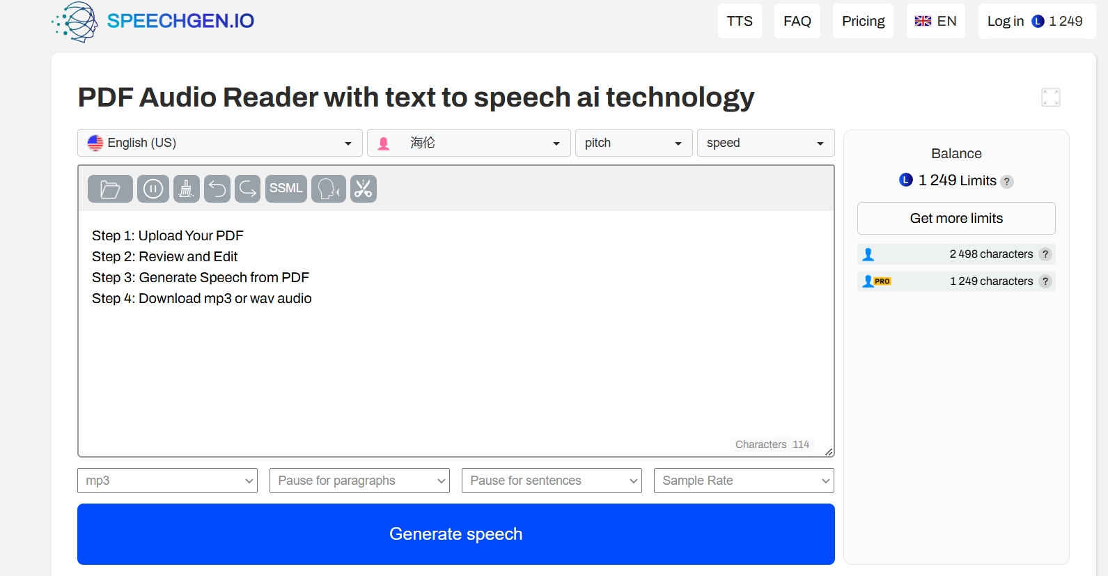 PDF to Audio Speechgenio