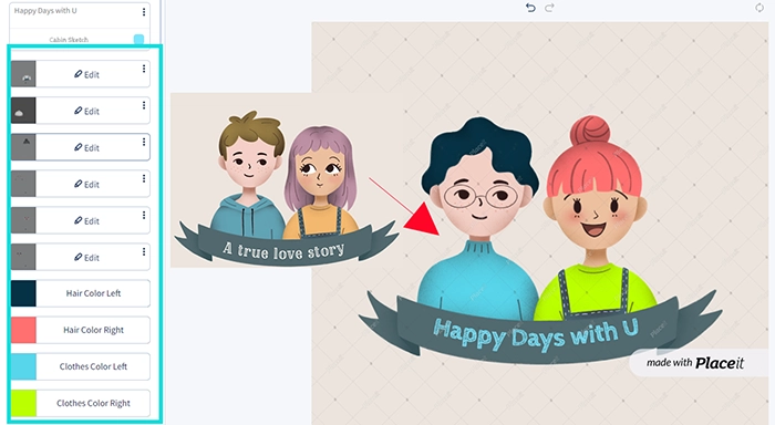 Personalize Template to Create Couple Avatar