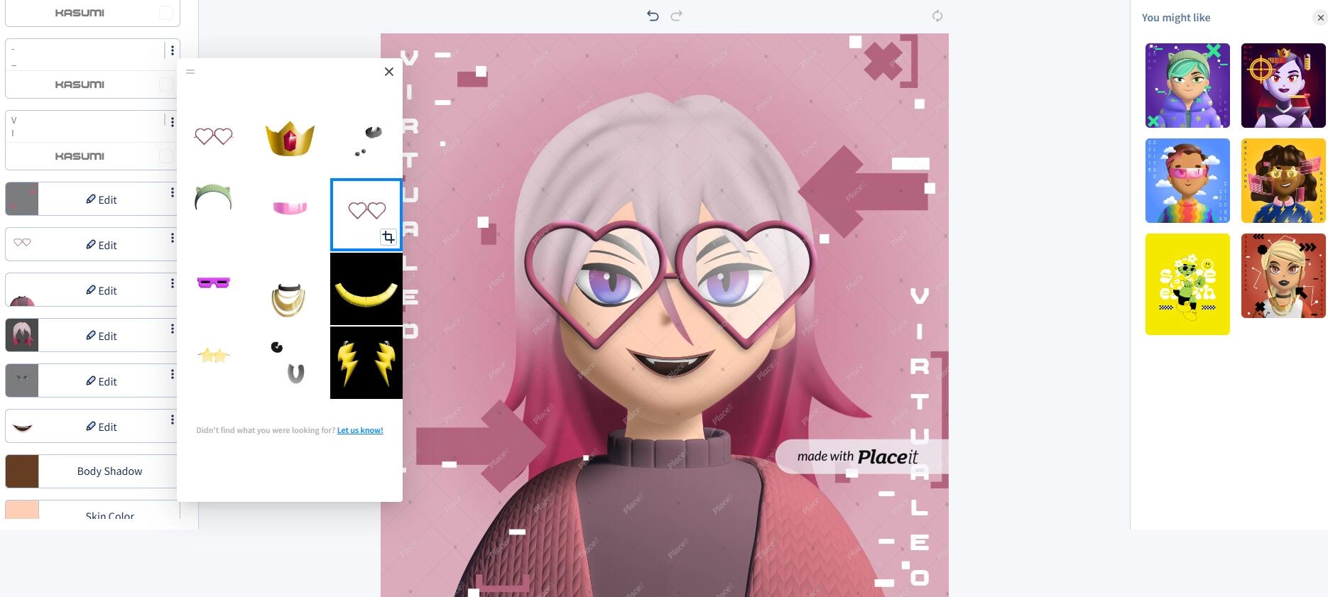 Placeit Customizable Glasses Avatar Templates