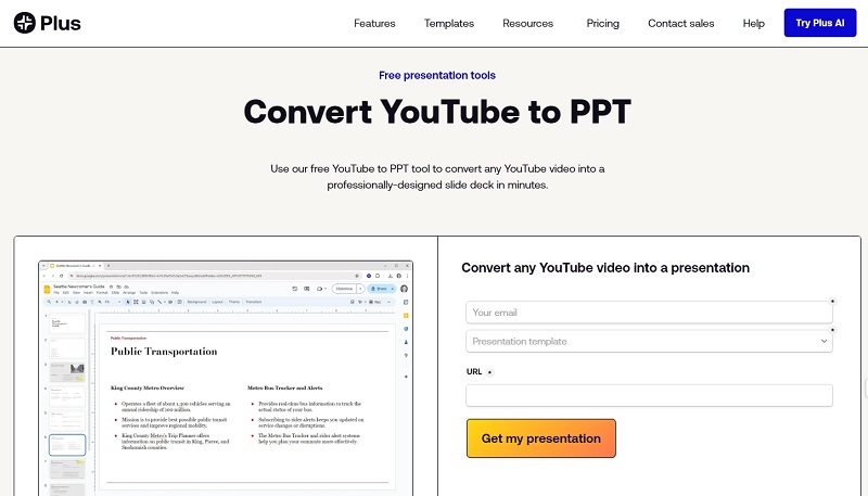 PlusDocs YouTube Videos to PPT Converter