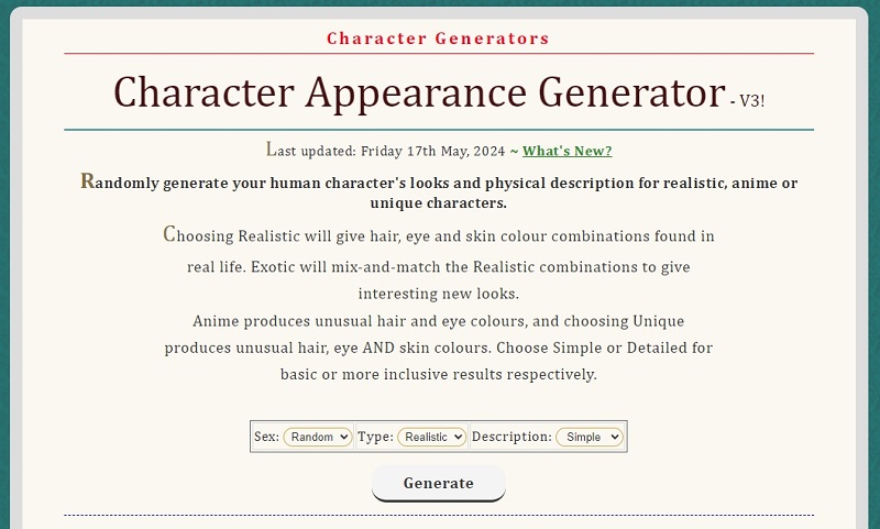 RanGen Character Generator