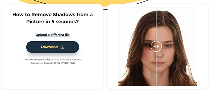 Remove Shadow from Face Photo with AI Detection