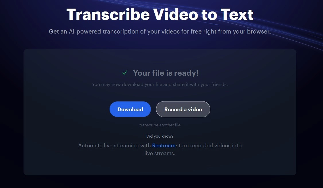 Restream AI Video Transcription Download