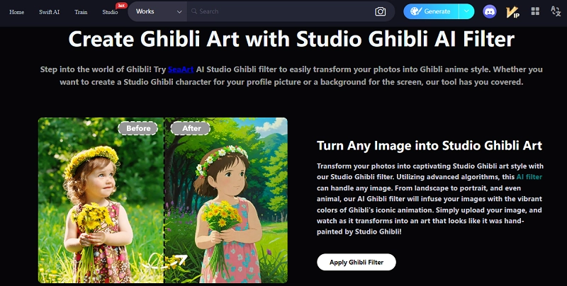 Seaart AI Studio Ghibli Filter