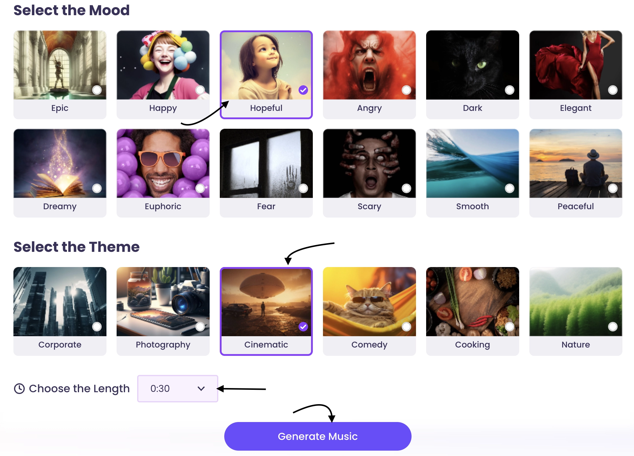 Select Genre on Vidnoz AI Music Generator