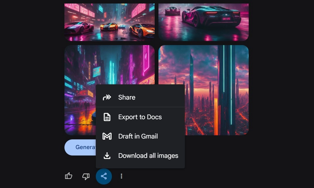 Share and Export Images Generated with Gemini