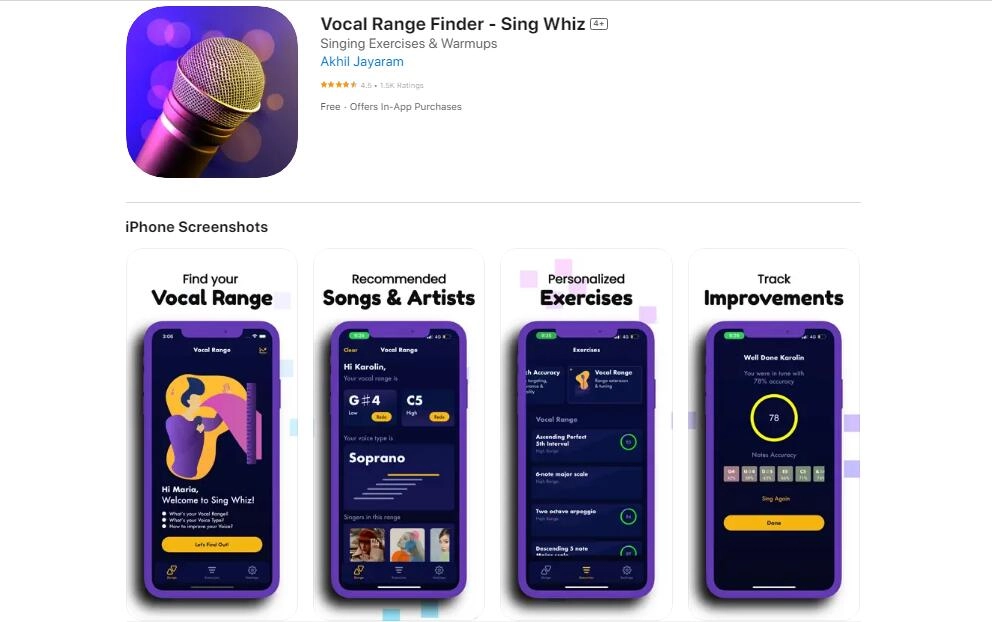 SingWhiz Vocal Range Test App