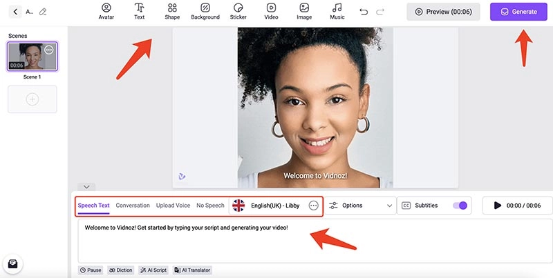 Skin Smoother App Vidnoz AI Generate Video