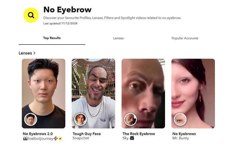 Snapchat No Eyebrow Filter Online