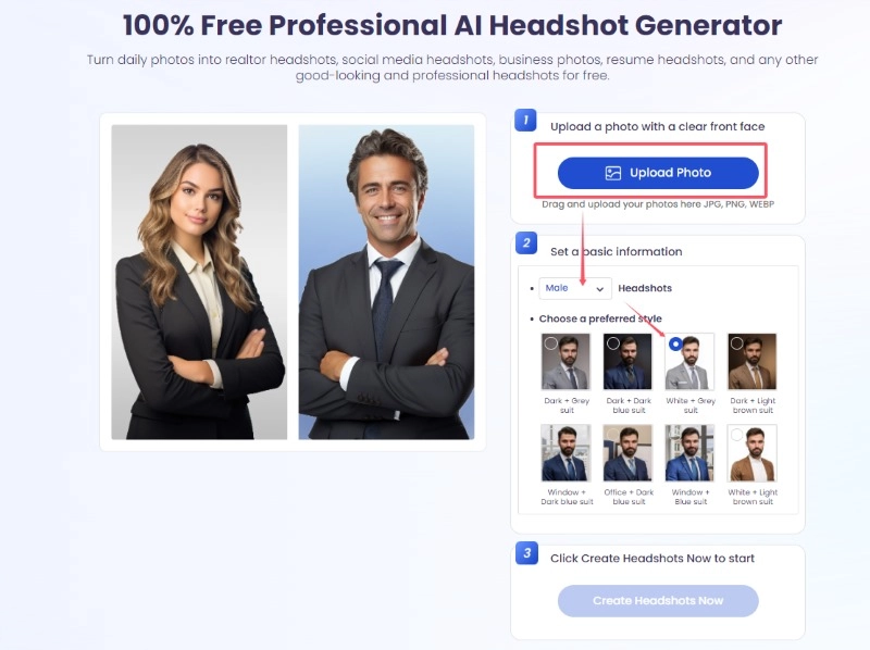 Step 2 to Generate A Free AI Headshot