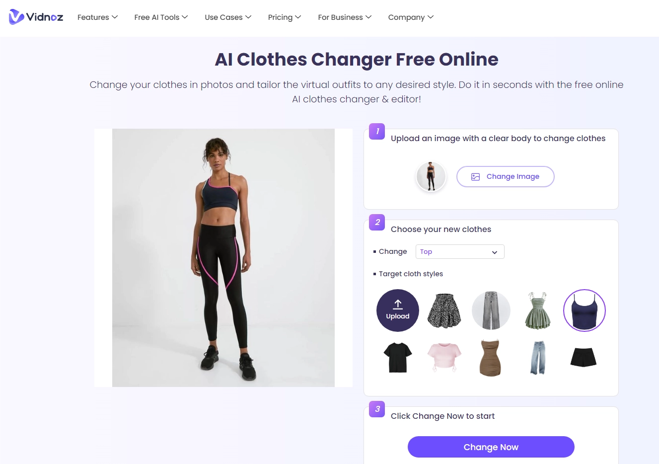 Swap Clothes with Vidnoz AI Clothes Changer