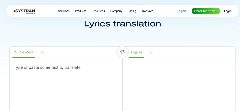 Systran Interface for Translating Song Lyrics