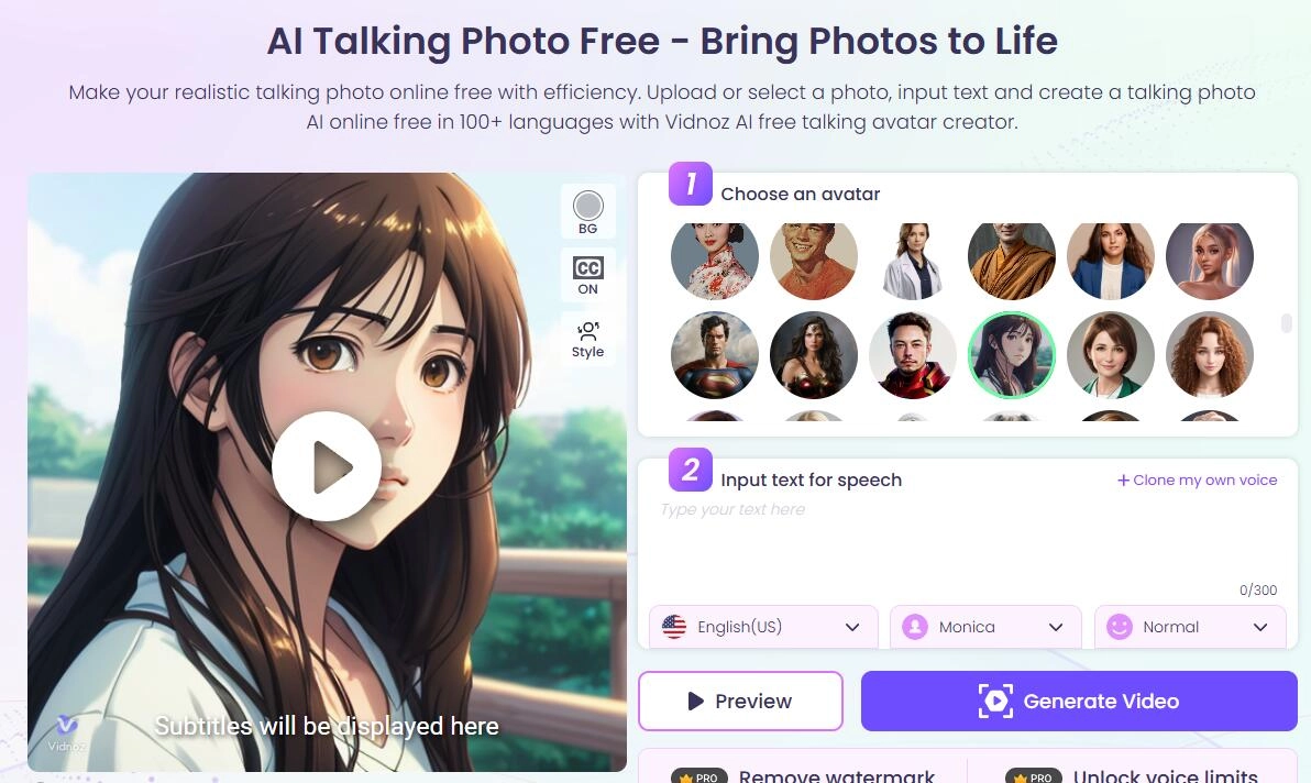 Talk to Anime Characters Online with Talking Photo