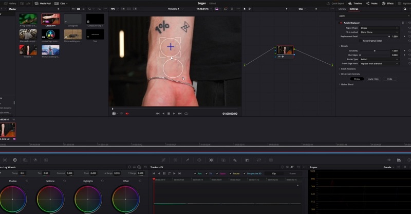 Tattoo Removal from Video by DaVinci Resolve