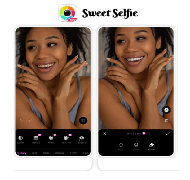 Teeth Whitening on Pictures with Sweet Selfie