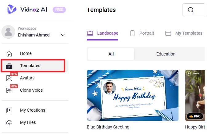 Choose Template to Create Personalize Birthday Song Video