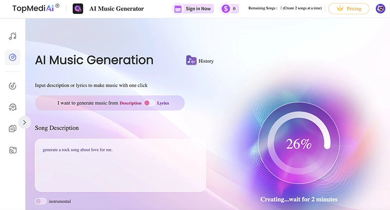 Text to Music Generator TopMediai