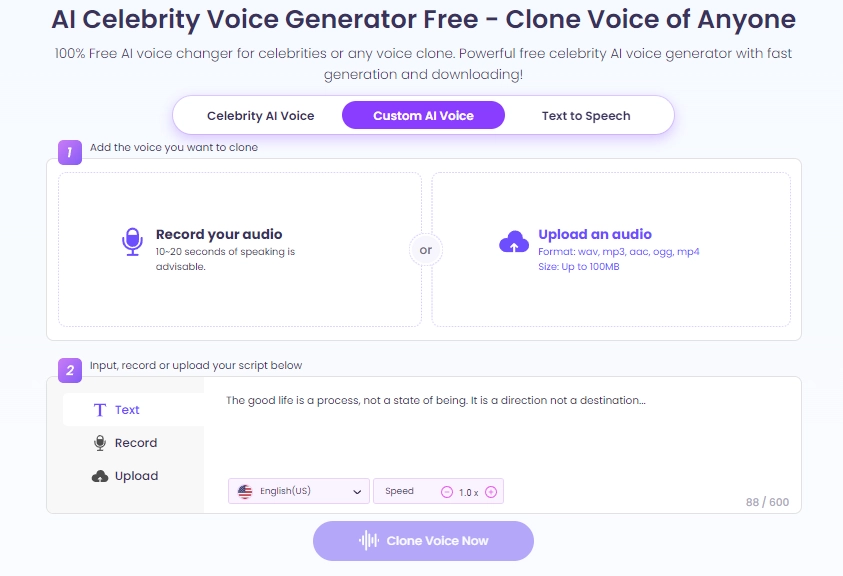 Text to Speech Using Your Voice with Vidnoz