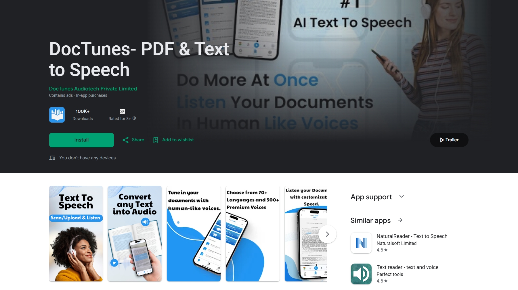 Text to Speech for PDFs DocTunes