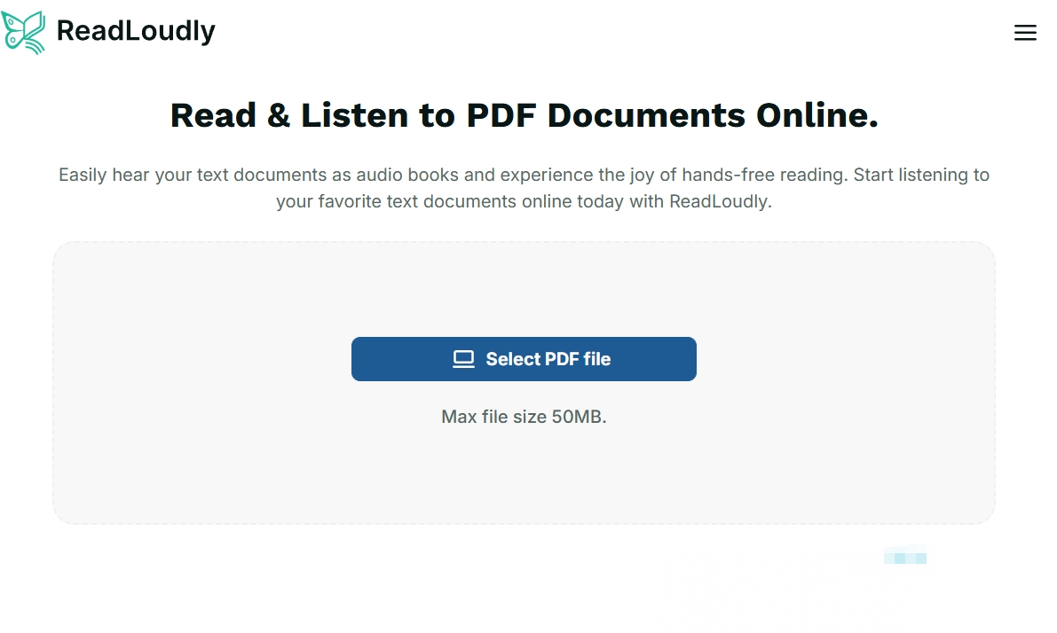 Text to Speech for PDFs Readloudly