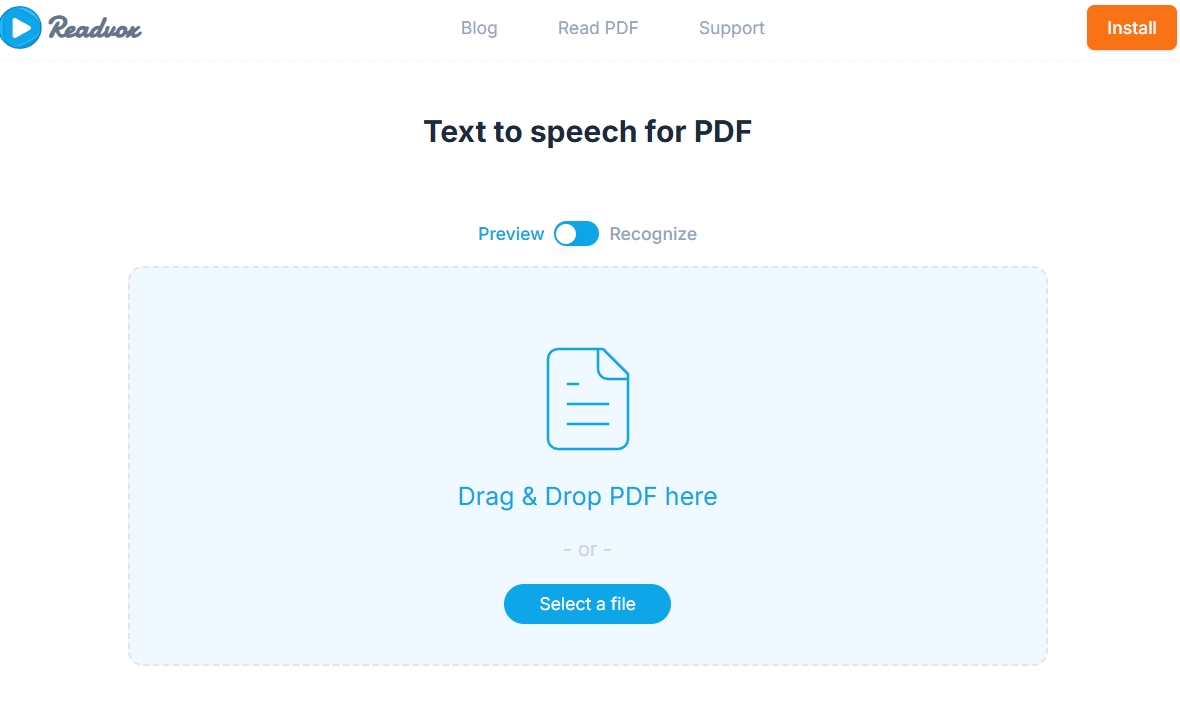 Text to Speech for PDFs Readvox