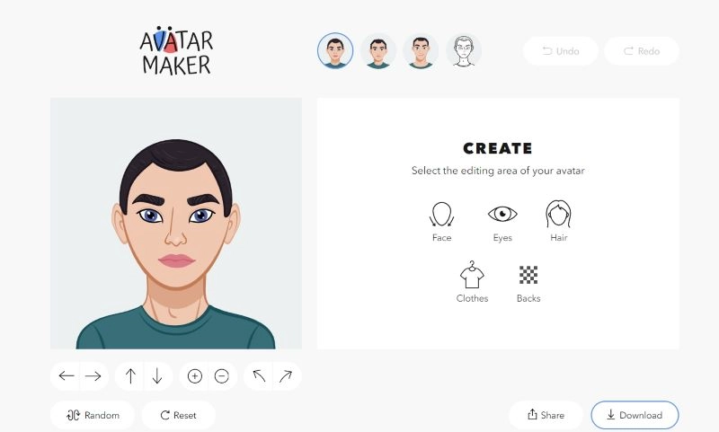 The Interface of Male Avatar Creator Avatar Maker