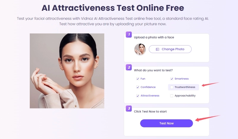 Tick Boxed and Launch Vidnoz AI Beauty Calculator