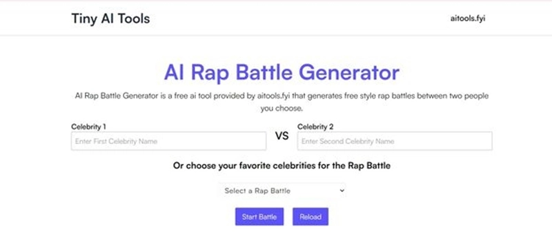 Tiny AI Tools Celebrity Rap Battle Generator