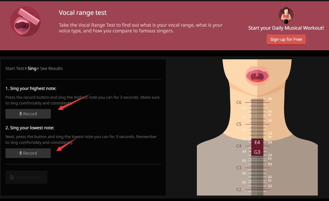 ToneGym Vocal Range Test