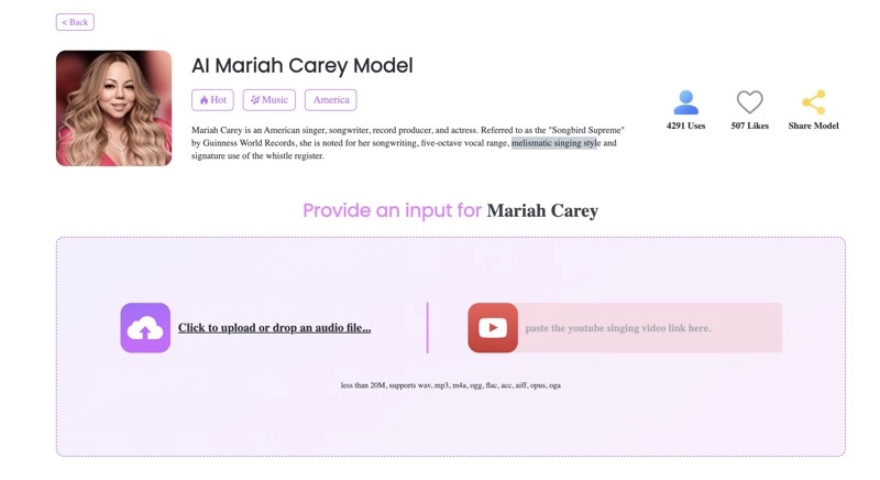 TopMediAI Mariah Carey AI Voice Model