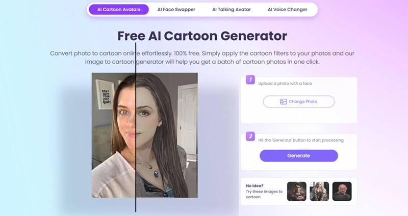 Try Vidnoz AI Cartoon Online Free