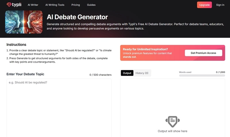 Typli Free AI Debate Generator