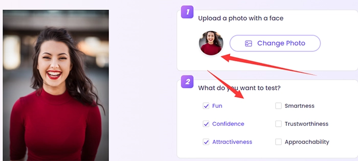 Upload a Face Photo to Tick What You Want to Test