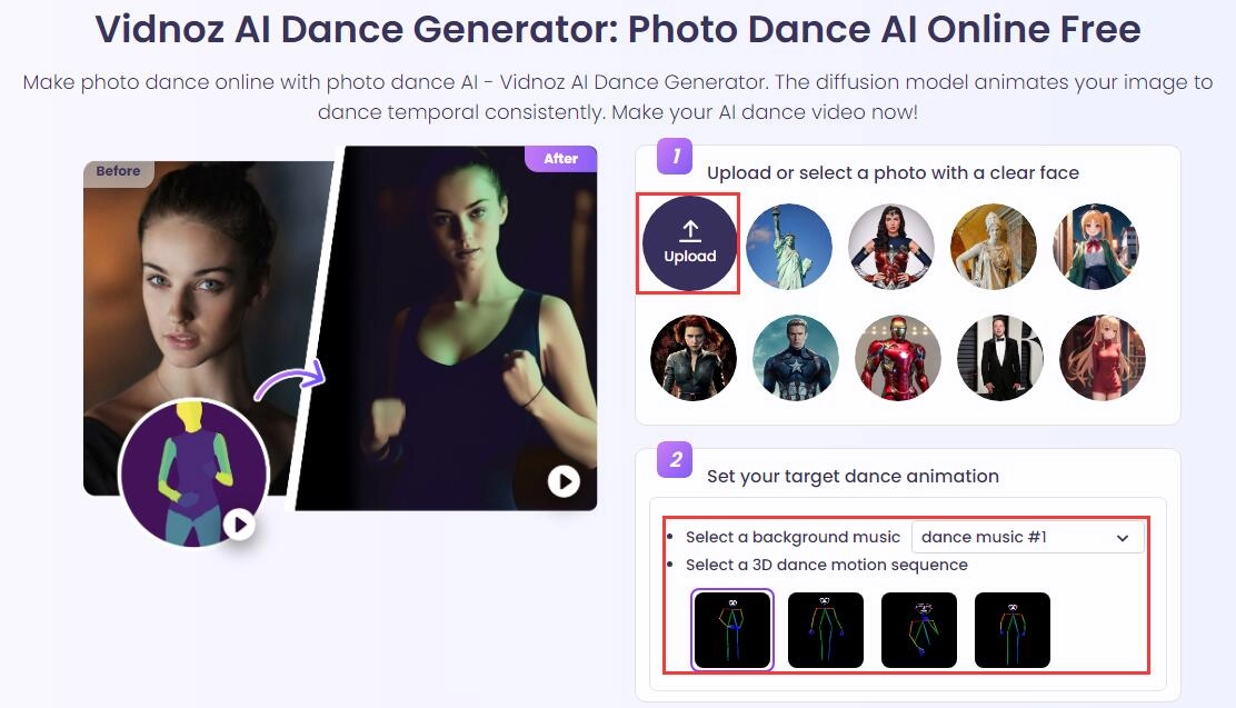 Upload Photo to Put Face on Dancing Body