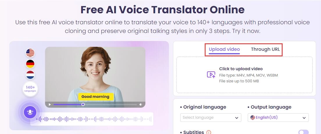 Upload Video or Insert Links to Use AI Voice Translator