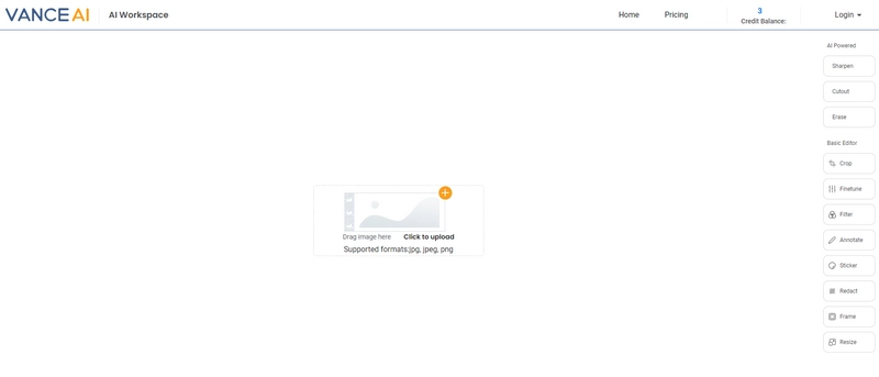 Upload Your Photo to VanceAI Image Editor
