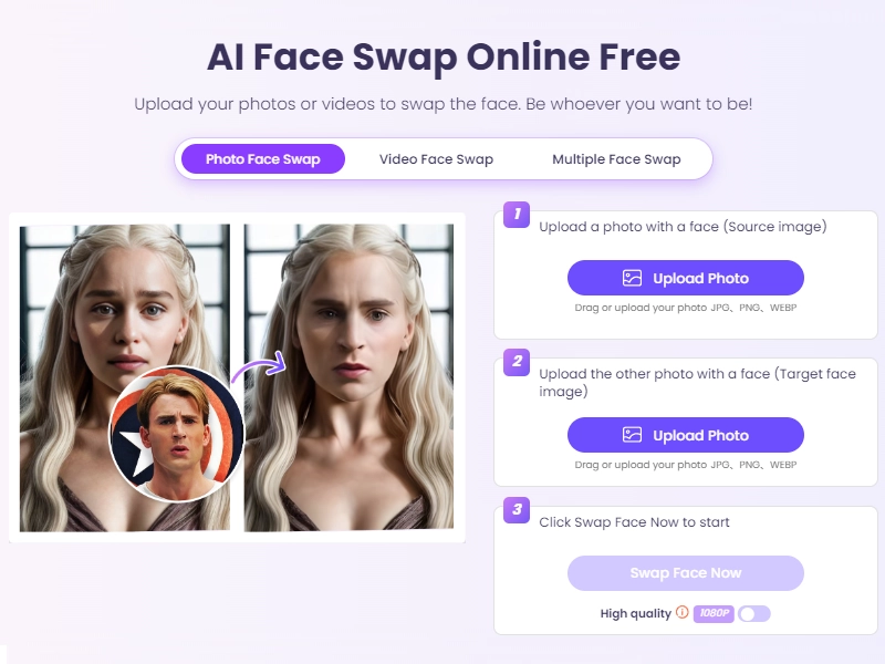 Uploading Image on Vidnoz AI Face Swap