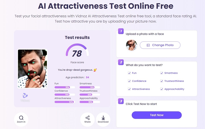 Vidnoz AI Attractive Test for Goatee Filter