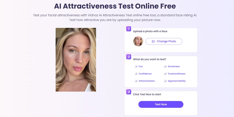 Vidnoz AI Attractiveness Test from Photo