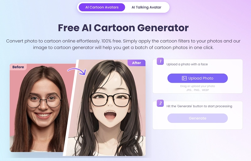 Vidnoz AI Cartoon Generator Tool