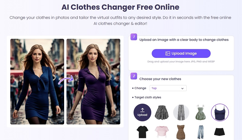 Vidnoz AI Clothes Changer for Image Color Replacement