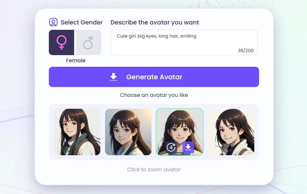 Vidnoz AI Cute Avatar Maker